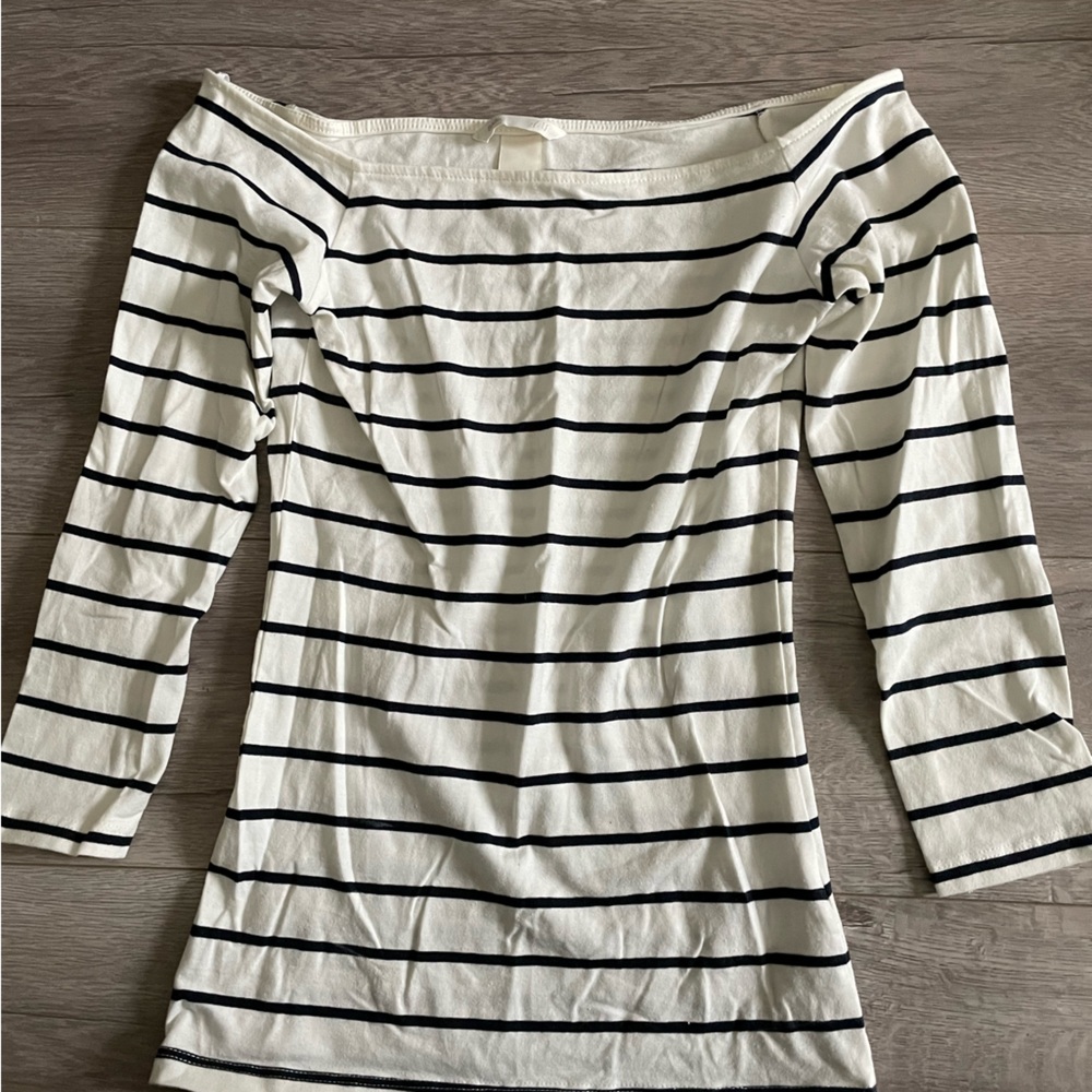 H&M White and Black Striped top- size XS